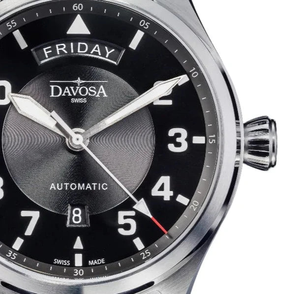 Newton Day-Date Automatic 44mm Black Pilot Watch 16158550 Pilot Davosa USA Official Distributor. Prices are Final. Tax & duties included.