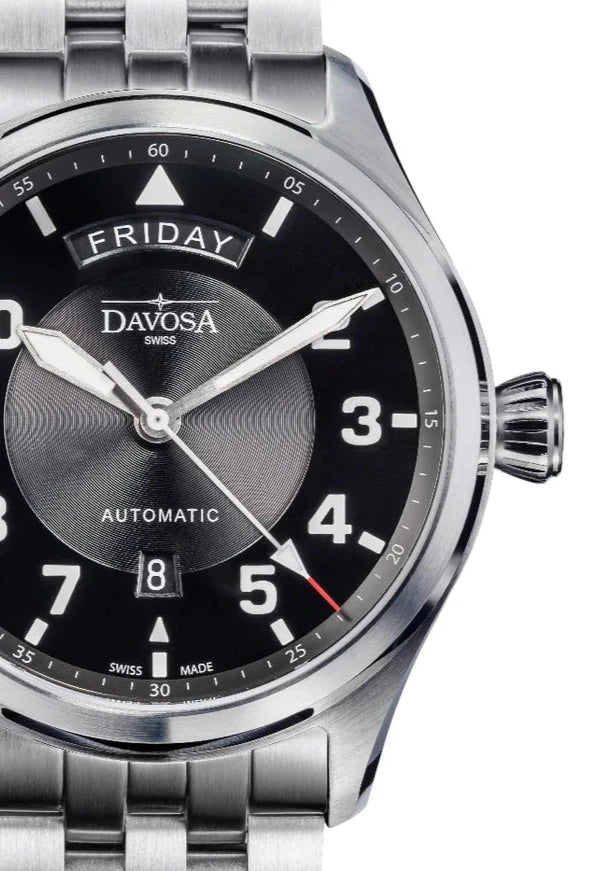 Newton Day-Date Automatic 44mm Black Pilot Watch 16158550 Pilot Davosa USA Official Distributor. Prices are Final. Tax & duties included.