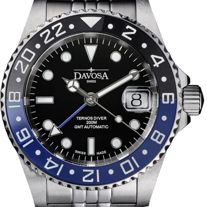 Ternos Ceramic Automatic GMT Swiss-Made Diving Watch PentaLink Bracelet GMT Davosa USA Official Distributor. Prices are Final. Tax & duties included.