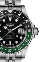 Ternos Ceramic Automatic GMT Swiss-Made Black Green Diving Watch 16159007 GMT Davosa USA Official Distributor. Prices are Final. Tax & duties included.