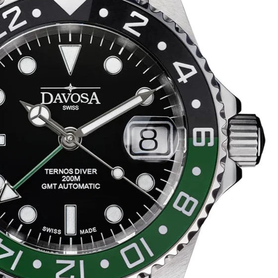 Ternos Ceramic Automatic GMT Swiss-Made Diving Watch PentaLink Bracelet GMT Davosa USA Official Distributor. Prices are Final. Tax & duties included.