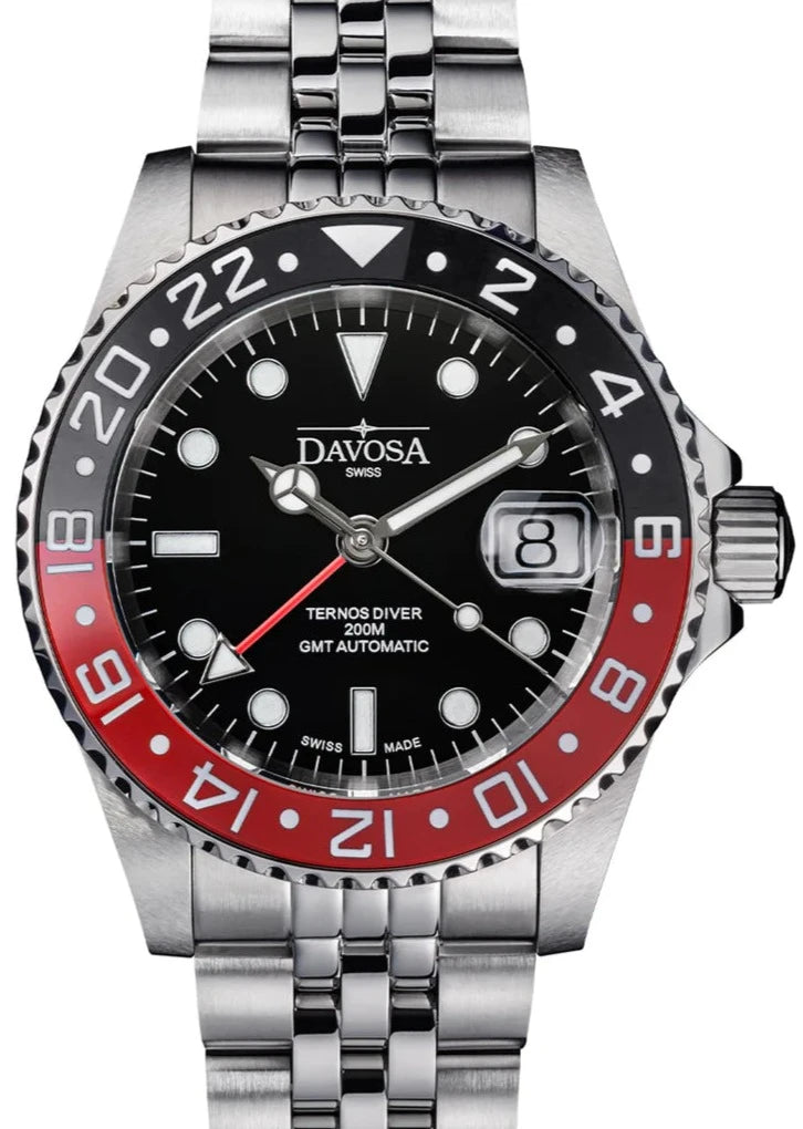 Ternos Ceramic Automatic GMT Swiss-Made Diving Watch PentaLink Bracelet GMT Davosa USA Official Distributor. Prices are Final. Tax & duties included.