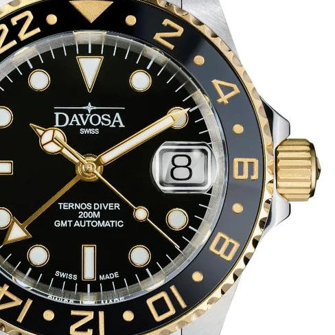 Ternos Ceramic Automatic GMT Black Gold Diving Watch 16159105 GMT Davosa USA Official Distributor. Prices are Final. Tax & duties included.