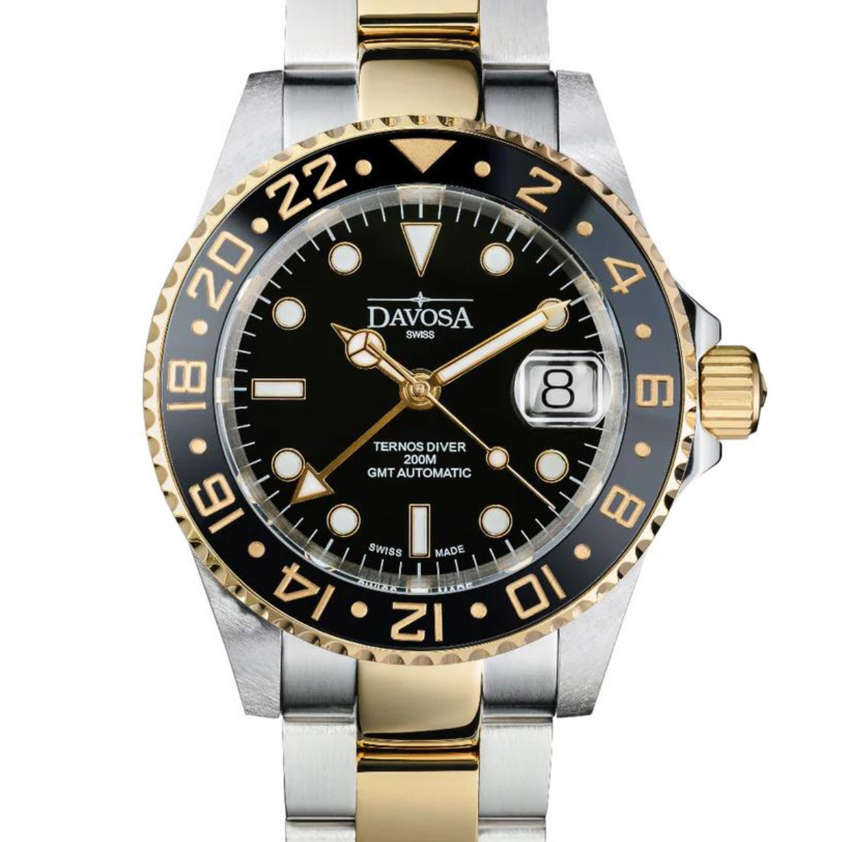 Ternos Ceramic Automatic GMT Black Gold Diving Watch 16159150 GMT Davosa USA Official Distributor. Prices are Final. Tax & duties included. 40mm Black-Gold TriaLink