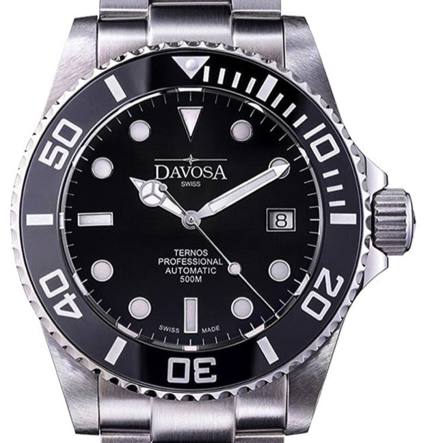 Ternos Professional Automatic 500m Black Diving Watch 16155950 Diver Davosa USA Official Distributor. Prices are Final. Tax & duties included. 42mm Black TriaLink