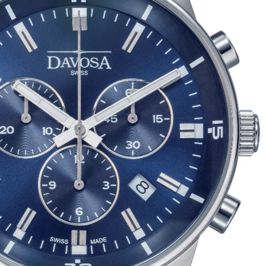 Vireo Quartz Chronograph Swiss-Made Blue Pilot Watch 16249345 Pilot Davosa USA Official Distributor. Prices are Final. Tax & duties included.