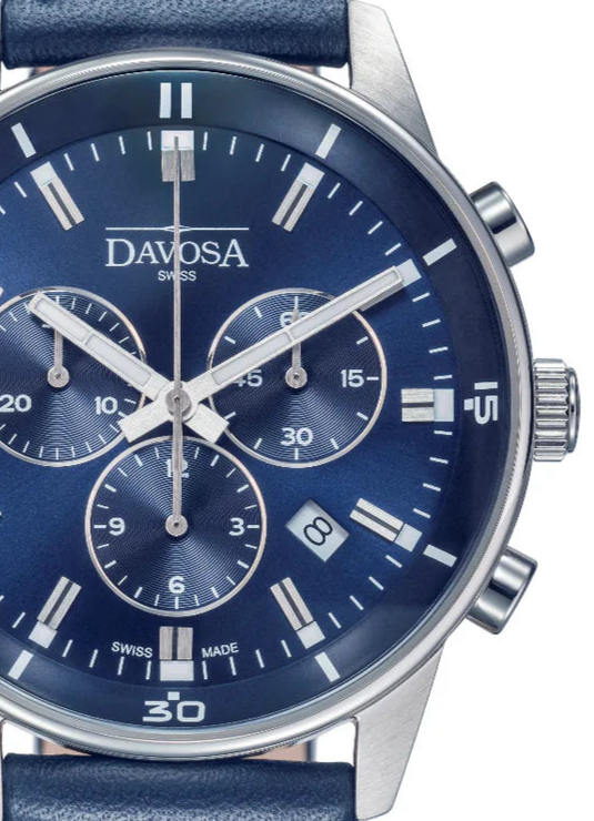 Vireo Quartz Chronograph Swiss-Made Blue Pilot Watch 16249345 Pilot Davosa USA Official Distributor. Prices are Final. Tax & duties included.