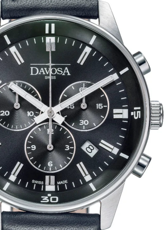 Vireo Quartz Chronograph Swiss-Made Blue Pilot Watch 16249355 Pilot Davosa USA Official Distributor. Prices are Final. Tax & duties included.