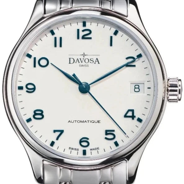 Classic Automatic Swiss-Made White Blue Executive Watch 16618811 Classic Davosa USA Official Distributor. Prices are Final. Tax & duties included. 40mm White-Blue PentaLink