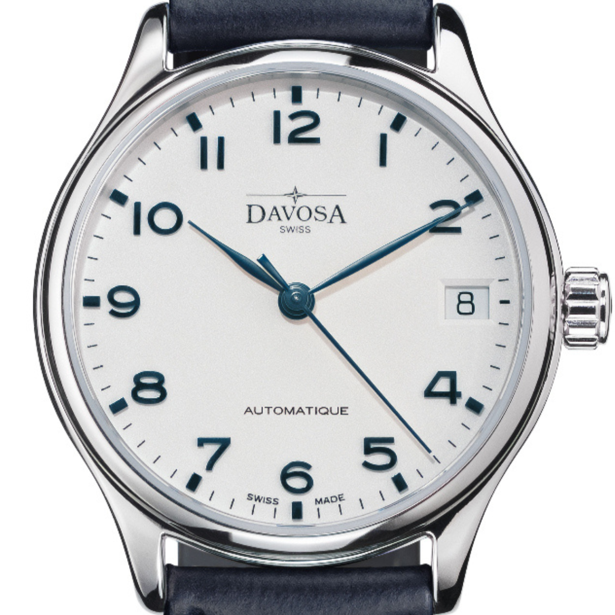 Classic Vegan Automatic Swiss-Made White Blue Executive Watch 16618816 Classic Davosa USA Official Distributor. Prices are Final. Tax & duties included. 32mm White-Blue Leather