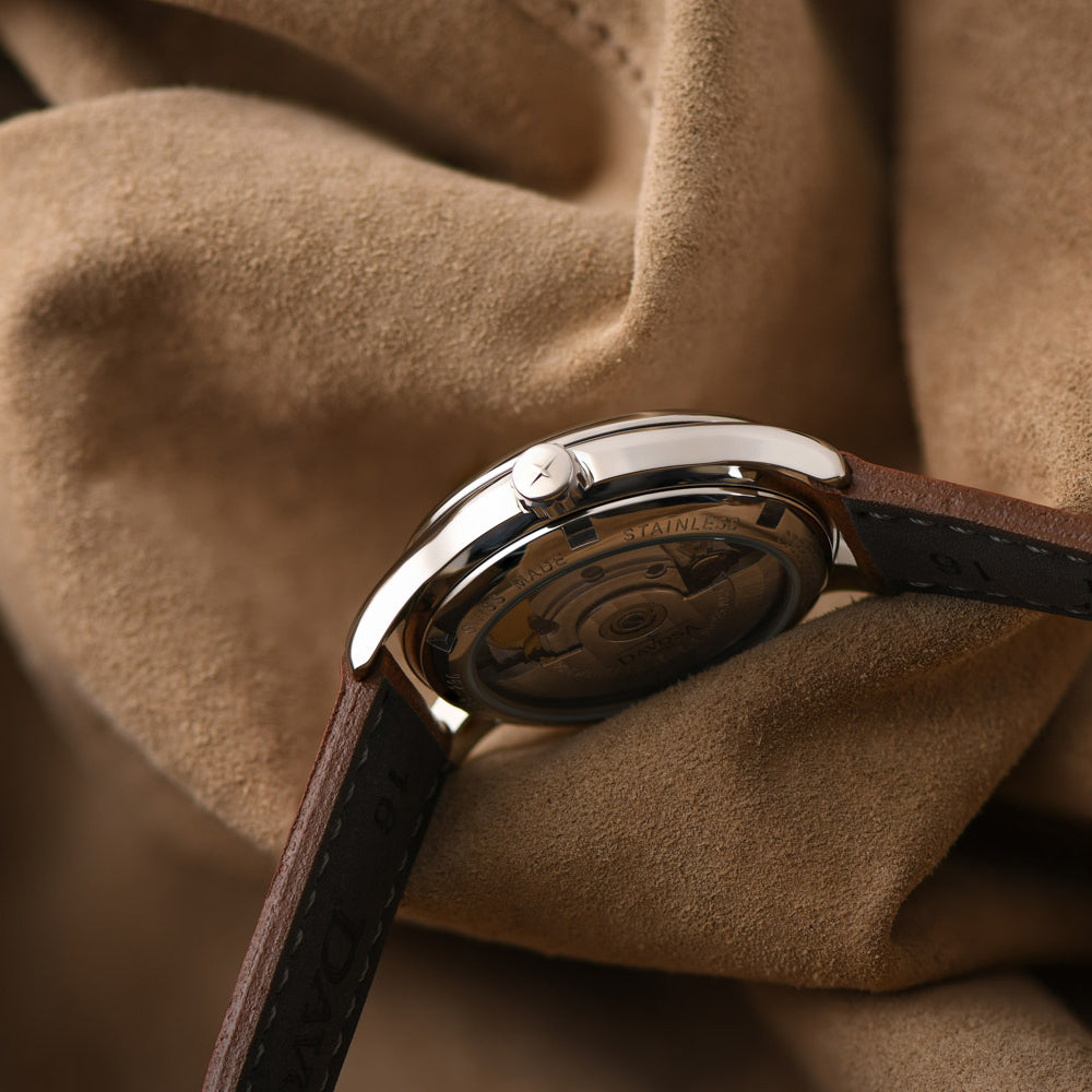 Classic Automatic Swiss-Made White Rose Gold Executive Watch 16145632V with Vegan leather AppleSkin strap Classic Davosa USA Official Distributor. Prices are Final. Tax & duties included.