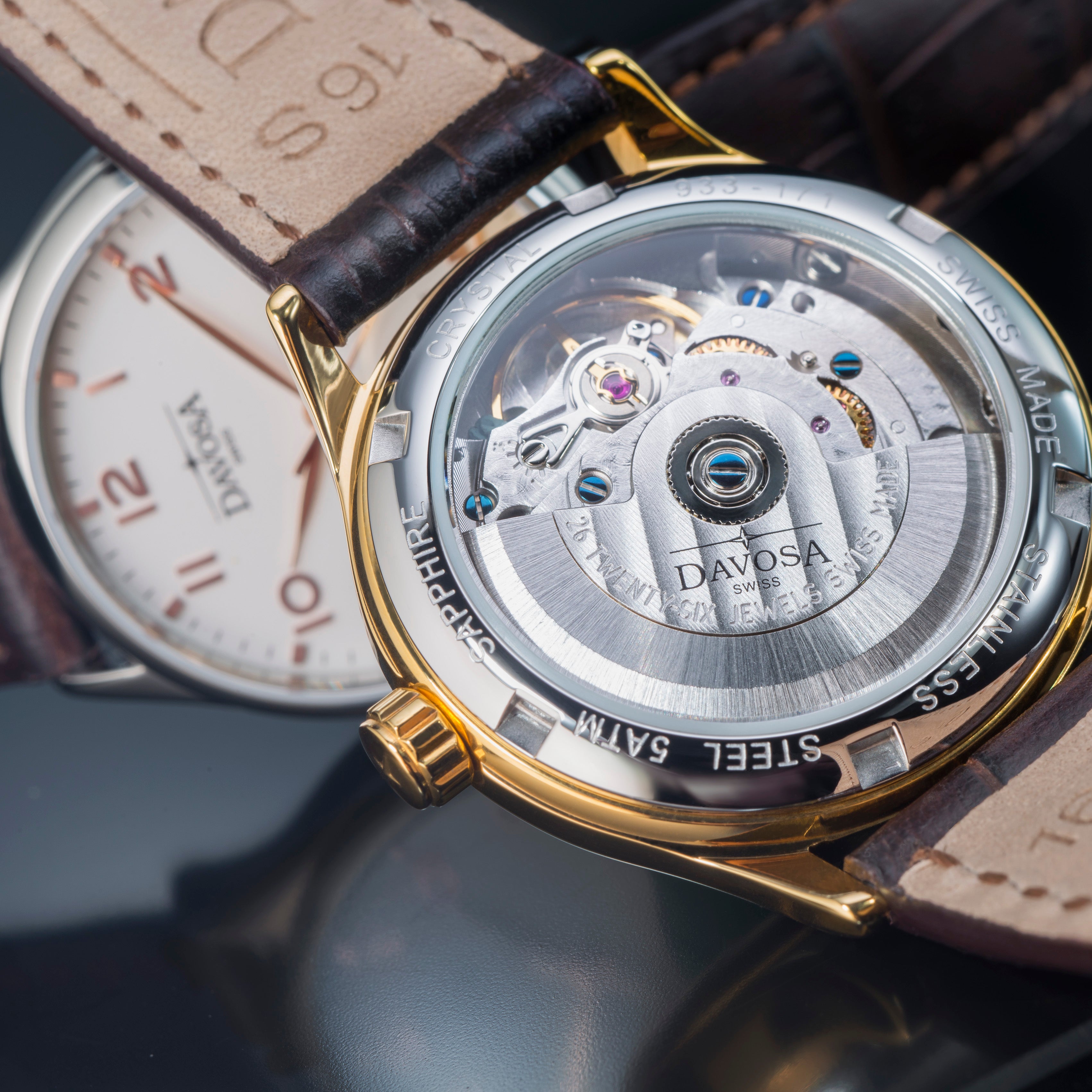 Classic Automatic Swiss-Made White Rose Gold Executive Watch 16145632V with Vegan leather AppleSkin strap Classic Davosa USA Official Distributor. Prices are Final. Tax & duties included.