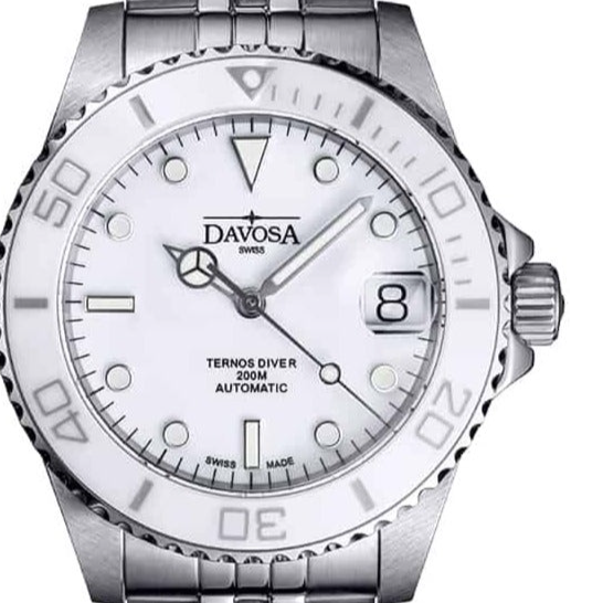 Ternos Medium Automatic Swiss-Made White Diving Watch 16619501 Diver Davosa USA Official Distributor. Prices are Final. Tax & duties included. 36.5mm White PentaLink