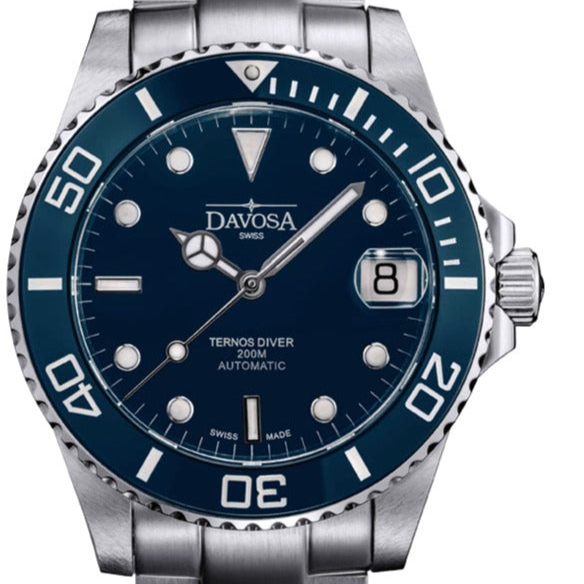 Ternos Medium Automatic 200m Swiss-Made Blue Men's Diver Watch 16619540 Diver Davosa USA Official Distributor. Prices are Final. Tax & duties included. 36.5mm Blue TriaLink