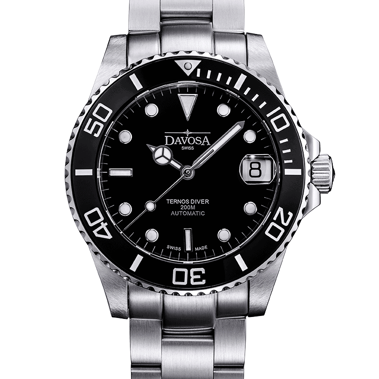 Ternos Medium Automatic Swiss-Made Black Men's Diver Watch 16619550 Diver Davosa USA Official Distributor. Prices are Final. Tax & duties included.
