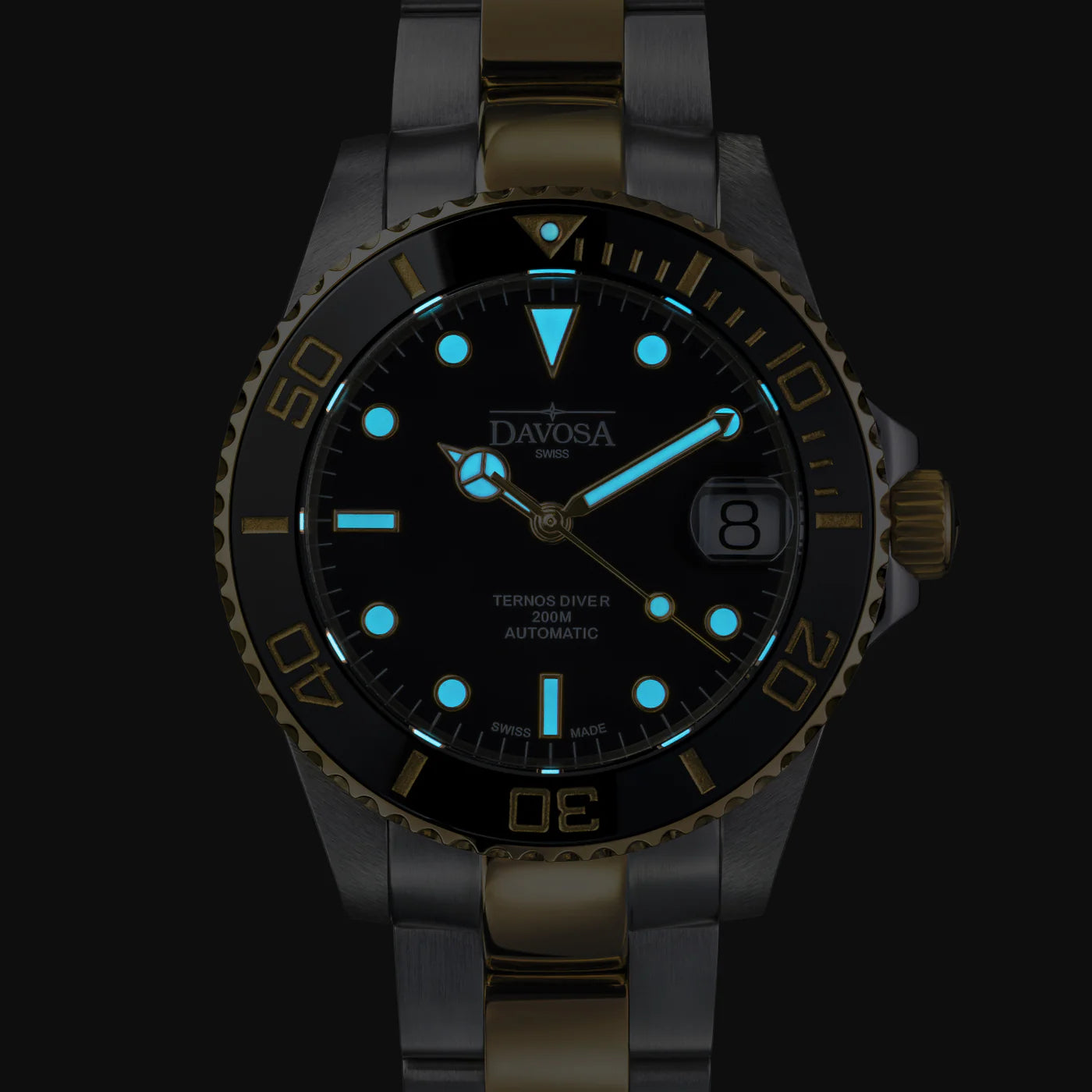 Ternos Medium Automatic 200m Swiss-Made Black Gold Men's Diver Watch 16619750 Diver Davosa USA Official Distributor. Prices are Final. Tax & duties included.