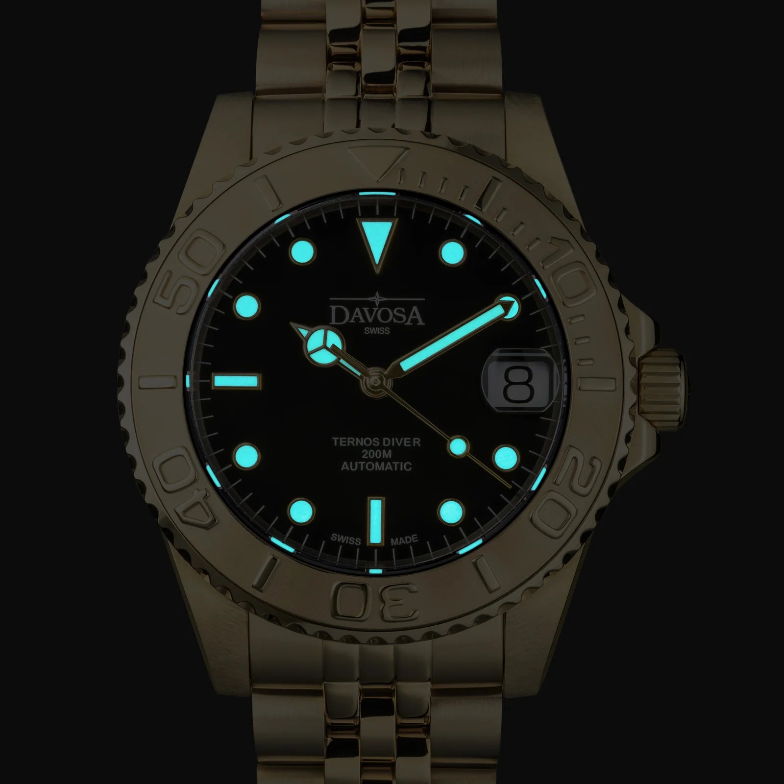 Ternos Medium Automatic Golden Diving Watch 16619805 Diver Davosa USA Official Distributor. Prices are Final. Tax & duties included.
