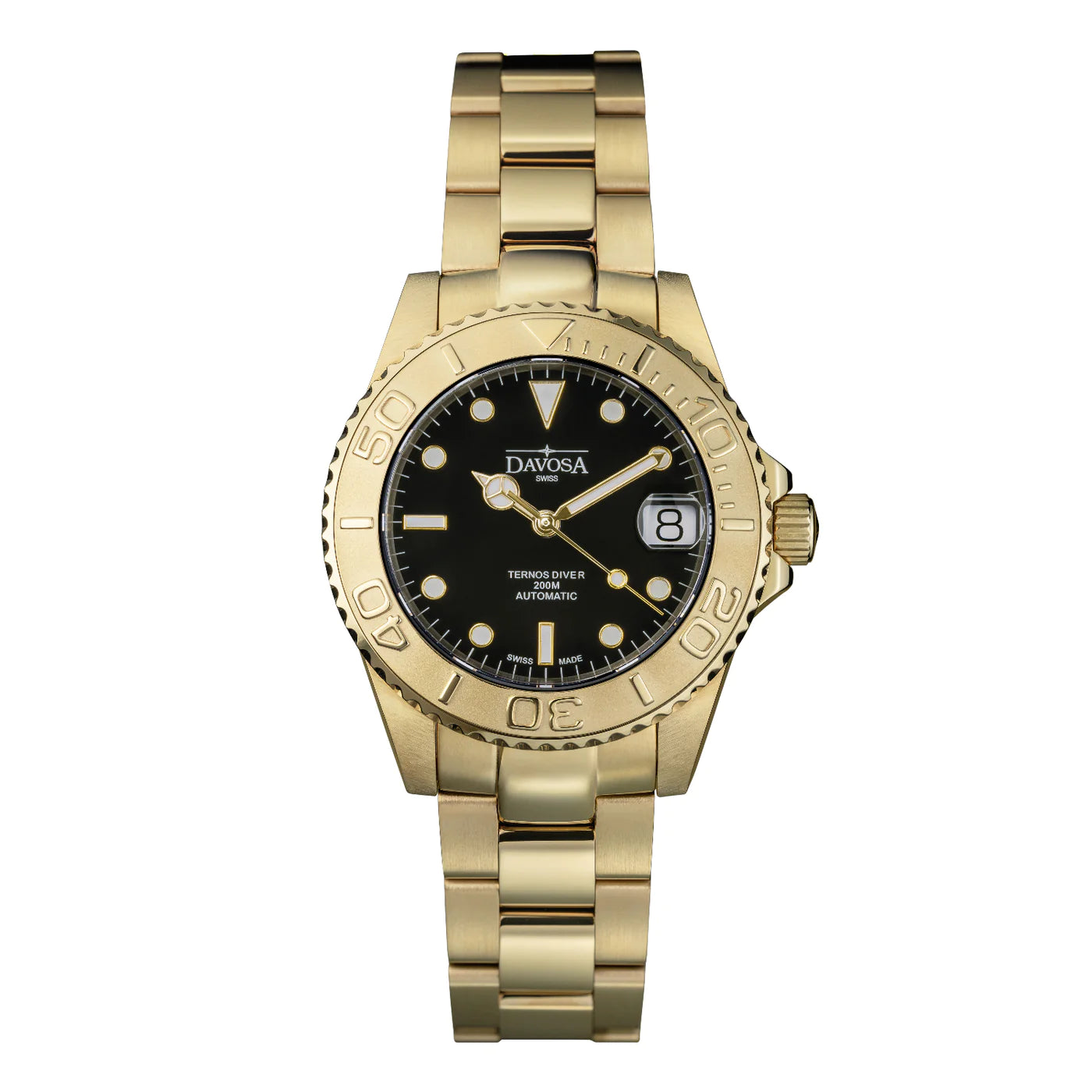 Ternos Medium Automatic Golden Diving Watch 16619850 Diver Davosa USA Official Distributor. Prices are Final. Tax & duties included.