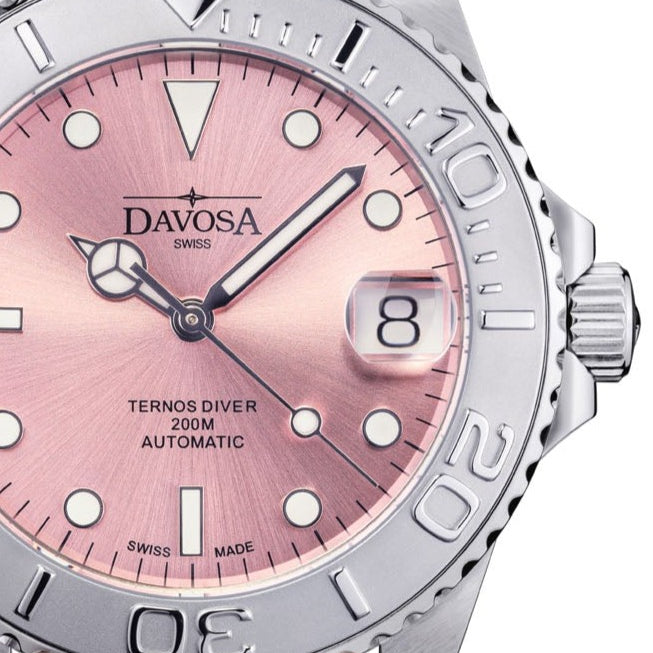 Ternos Medium Automatic Limited Edition California Pink Diver Watch 16619960 Diver Davosa USA Official Distributor. Prices are Final. Tax & duties included.