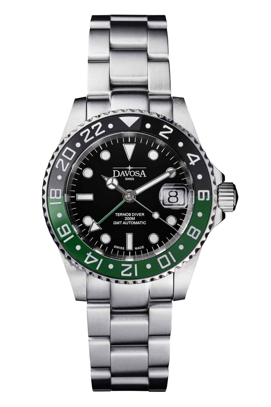 Ternos Ceramic Automatic GMT Swiss-Made Black Green Diving Watch 16159070 GMT Davosa USA Official Distributor. Prices are Final. Tax & duties included.