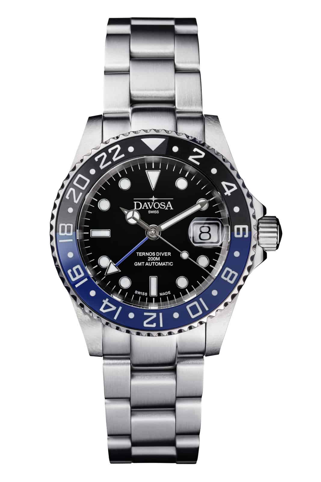 Ternos Ceramic Automatic GMT Swiss-Made Black Blue Diving Watch 16159040 GMT Davosa USA Official Distributor. Prices are Final. Tax & duties included.