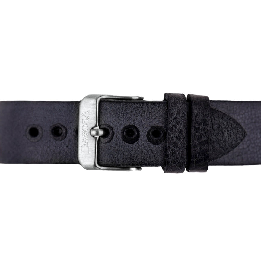 Davosa Vintage Black Calfskin Leather Strap 20mm 169.500.45 Straps Davosa USA Official Distributor. Prices are Final. Tax & duties included. 20mm Black Leather