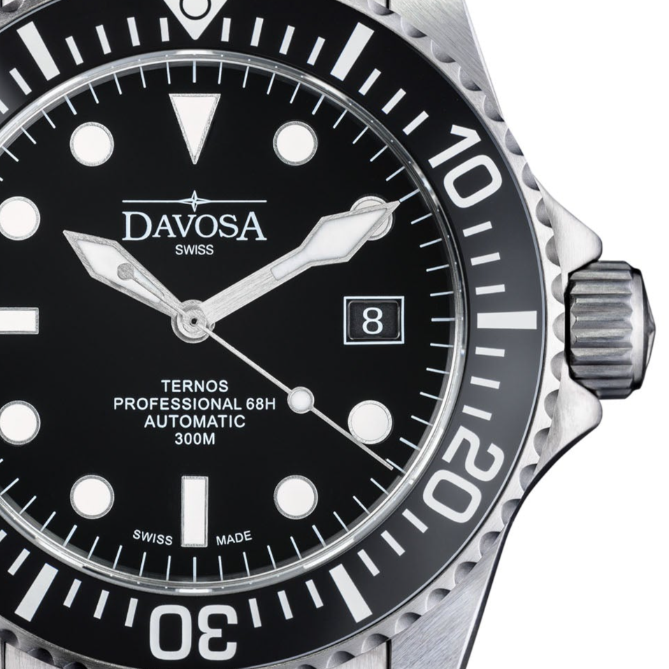 Ternos Professional 68h Automatic 300m Black Diving Watch 16153850 - Outlet Diver Davosa USA Official Distributor. Prices are Final. Tax & duties included.