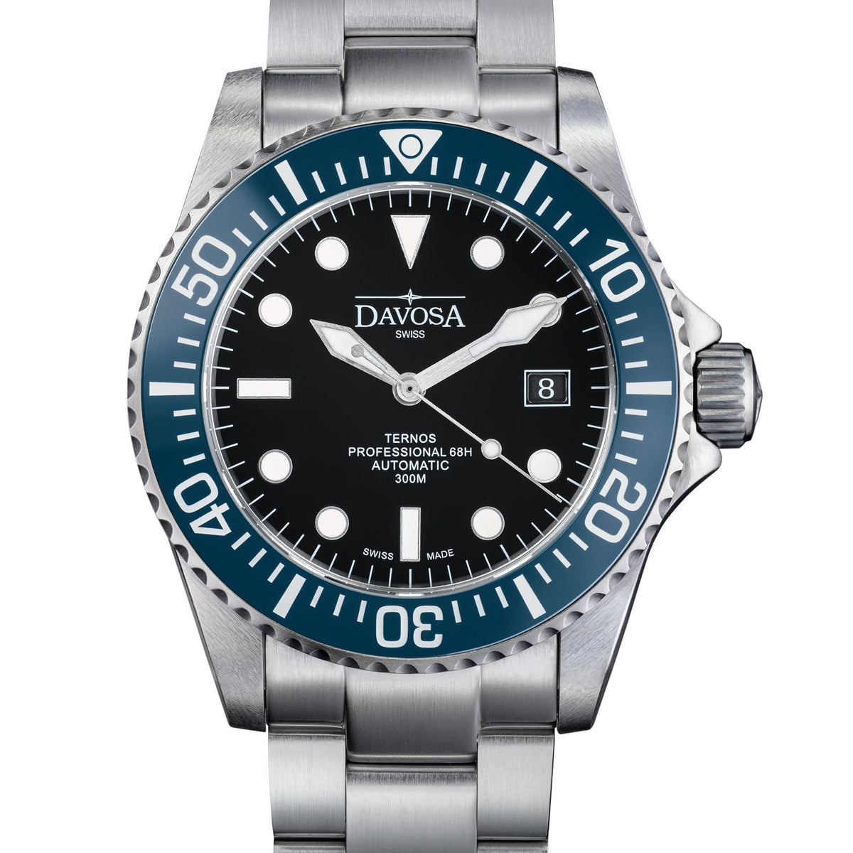 Ternos Professional 68h Automatic 300m Blue Black Diving Watch Diver DAVOSA Swiss TriaLink
