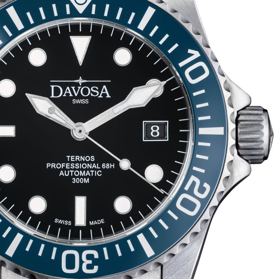 Ternos Professional 68h Automatic 300m Blue Black Diving Watch 16153840 Diver Davosa USA Official Distributor. Prices are Final. Tax & duties included.