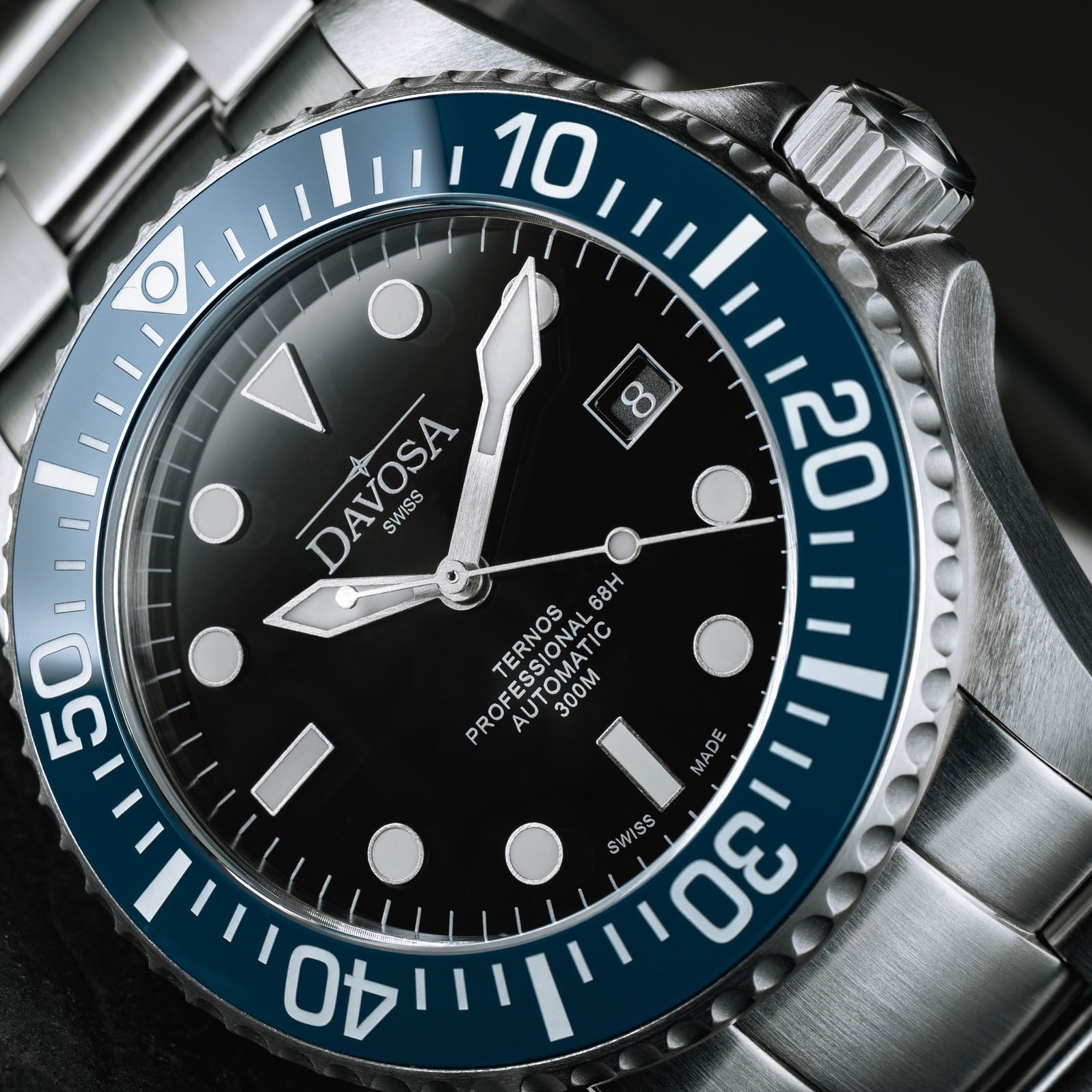 Ternos Professional 68h Automatic 300m Blue Black Diving Watch 16153840 Diver Davosa USA Official Distributor. Prices are Final. Tax & duties included.