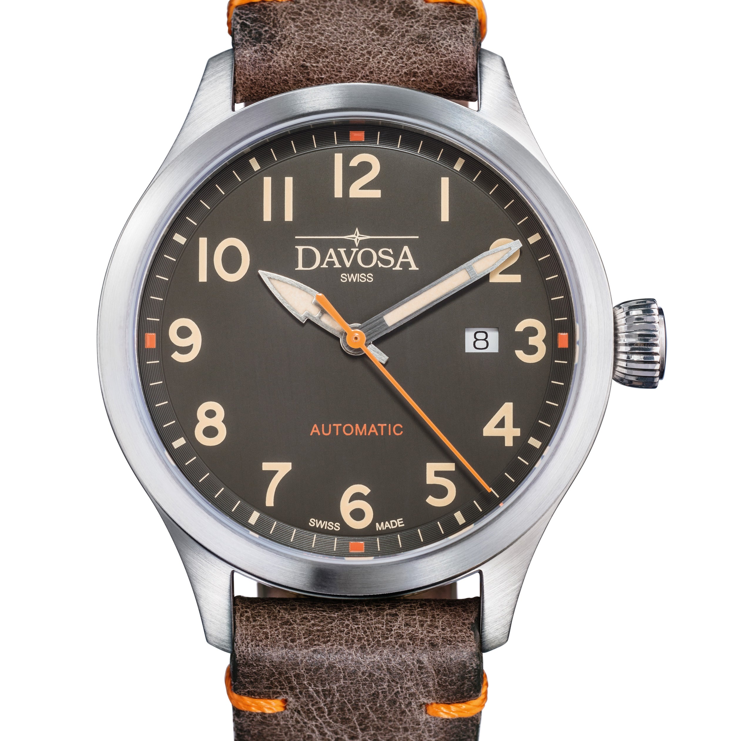 Axis Ref. 161.574.96 - Automatic Men’s Watch with Vintage Italian Leather Strap and Bold Sport Dial Military Davosa USA