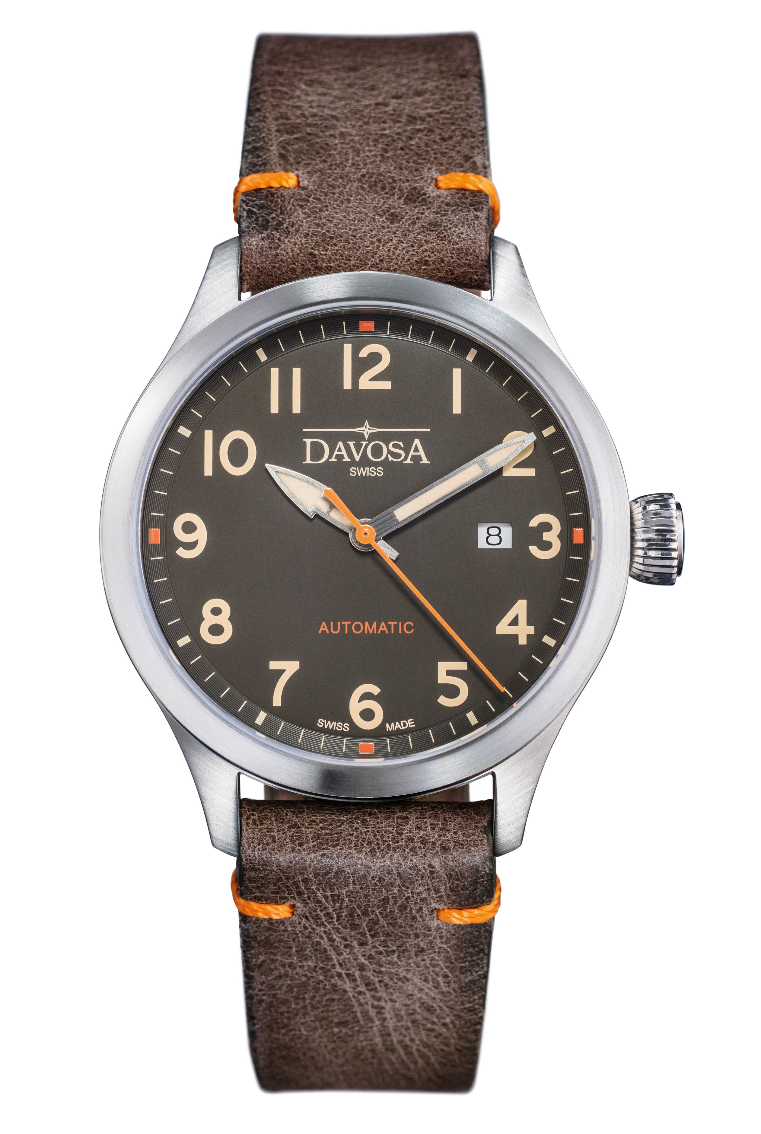 Axis Ref. 161.574.96 - Automatic Men’s Watch with Vintage Italian Leather Strap and Bold Sport Dial Military Davosa USA