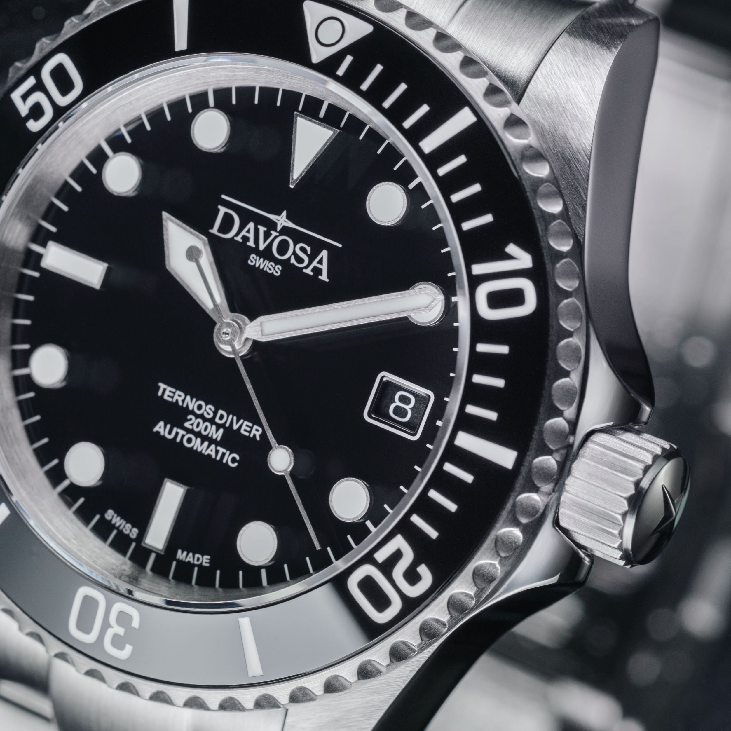Ternos Ceramic Automatic 200m Swiss-Made Black Unisex Diver Watch 161.550.50 No Loupe Diver Davosa USA Official Distributor. Prices are Final. Tax & duties included.