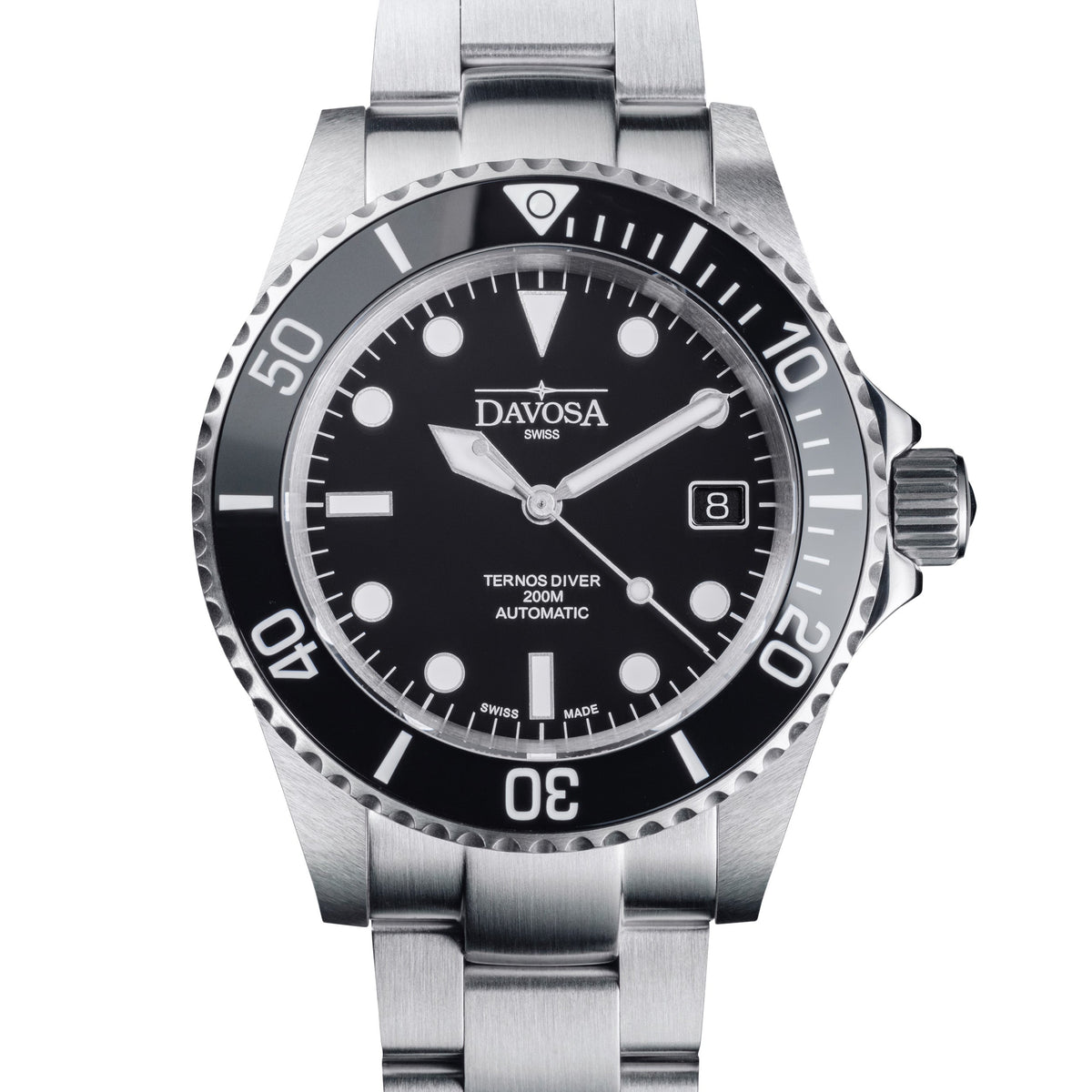 Ternos Diver Automatic 200m Swiss-Made Black Unisex Diver Watch Diver DAVOSA Swiss TriaLink Without loupe