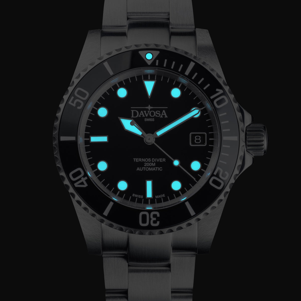 Ternos Diver Automatic 200m Swiss-Made Black Unisex Diver Watch Diver DAVOSA Swiss