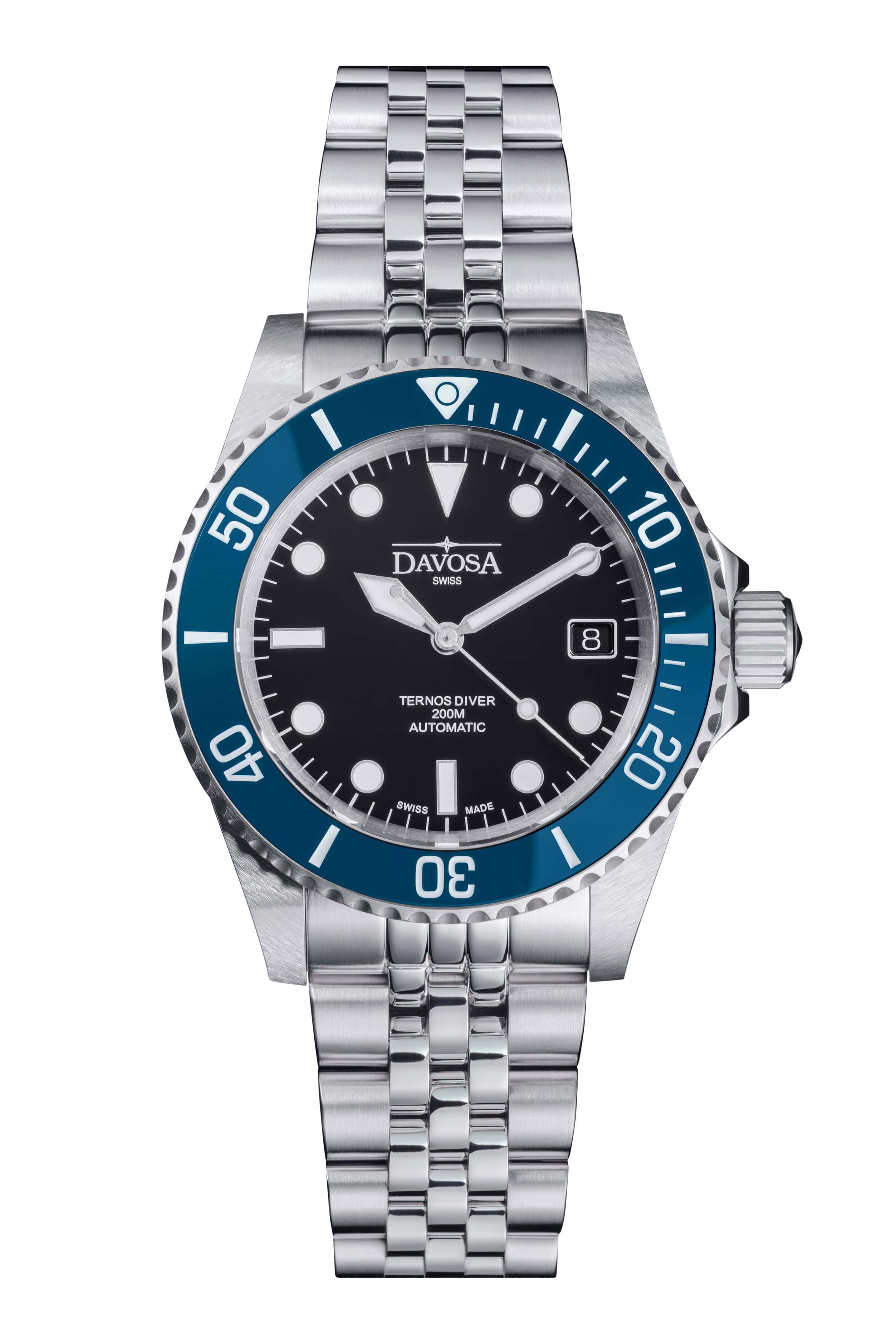 Ternos Diver Automatic 200m Swiss-Made Blue Unisex Diver Watch 161.550.04 No Loupe with Pentalink bracelet Diver Davosa USA Official Distributor. Prices are Final. Tax & duties included.