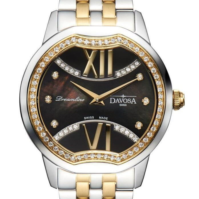 Dreamline II Quartz Swiss-Made Black Silver Golden Ladies Watch 16857755 Ladies Davosa USA Official Distributor. Prices are Final. Tax & duties included.