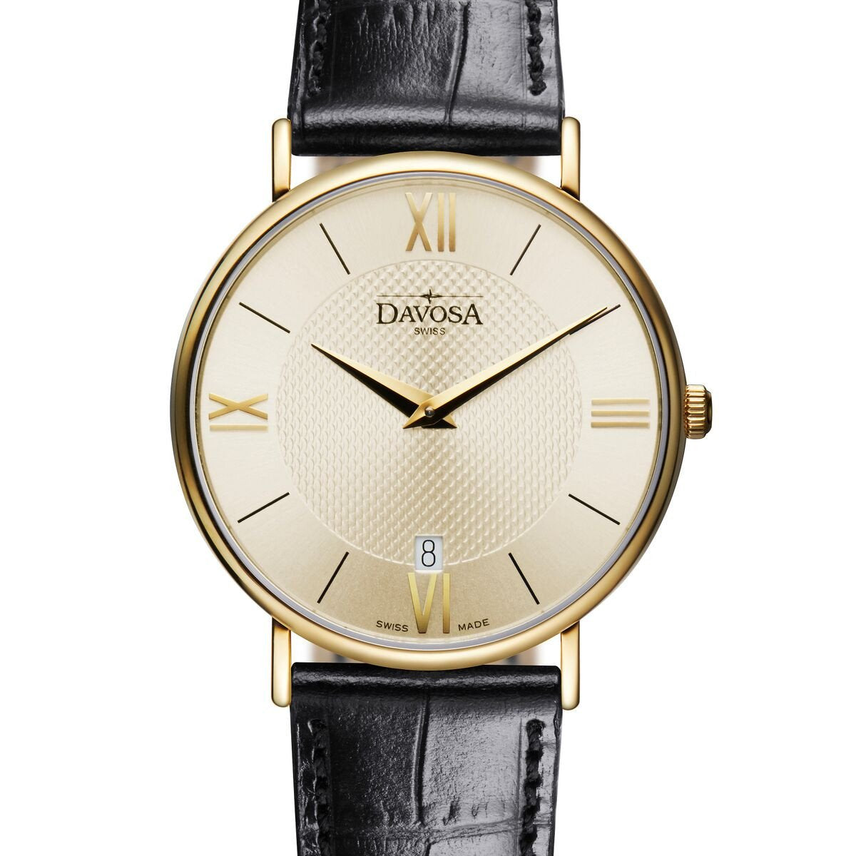 Pianos II Quartz Champagne Guilloche Gold Executive Watch 16248635 Executive Davosa USA Official Distributor. Prices are Final. Tax & duties included.