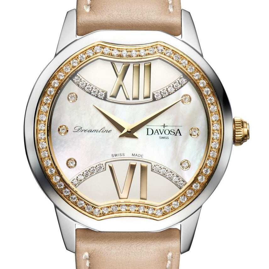 Dreamline II Quartz Swiss-Made White Mother Of Pearl Ladies Watch 16756085 Ladies Davosa USA Official Distributor. Prices are Final. Tax & duties included.