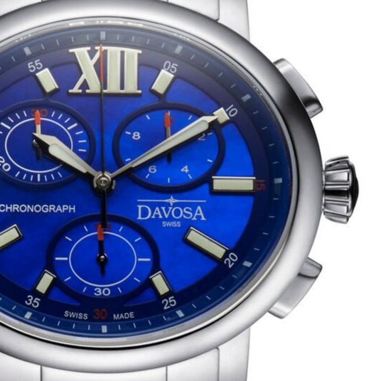 Oval Edition Quartz Chronograph Blue Ladies Watch 16857845 Ladies Davosa USA Official Distributor. Prices are Final. Tax & duties included.