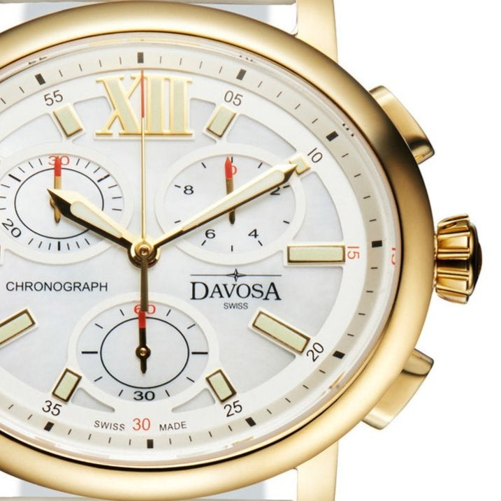 Oval Edition Quartz Chronograph PVD Golden Ladies Watch 16757015 Ladies Davosa USA Official Distributor. Prices are Final. Tax & duties included.