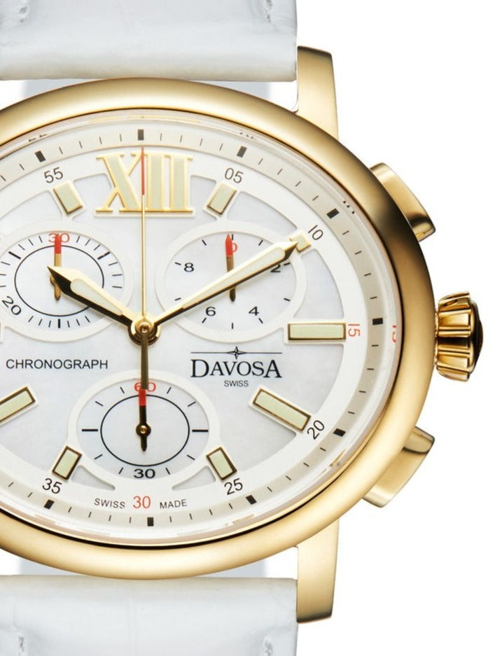 Oval Edition Quartz Chronograph PVD Golden Ladies Watch 16757015 Ladies Davosa USA Official Distributor. Prices are Final. Tax & duties included.