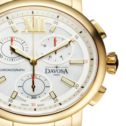 Oval Edition Quartz Chronograph White PVD Gold Ladies Watch 16857915 Ladies Davosa USA Official Distributor. Prices are Final. Tax & duties included.