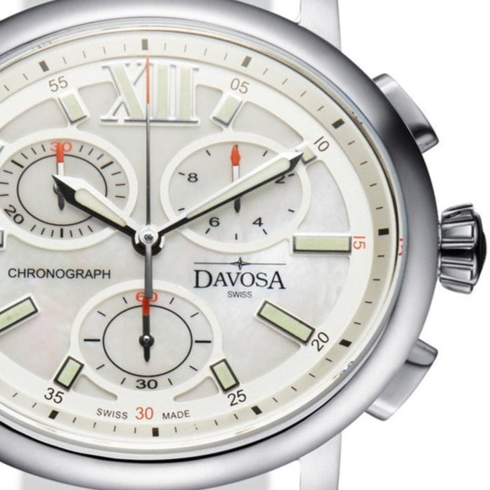 Oval Edition Quartz Chronograph White White Ladies Watch 16756915 Ladies Davosa USA Official Distributor. Prices are Final. Tax & duties included.