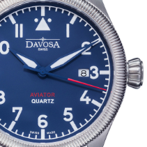 Aviator Quartz Swiss-Made Blue Men's Dress Watch 16249845 Pilot Davosa USA Official Distributor. Prices are Final. Tax & duties included.