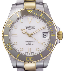 Ternos Medium Automatic Swiss-Made White Gold Diver Watch 16619720 Diver Davosa USA Official Distributor. Prices are Final. Tax & duties included.