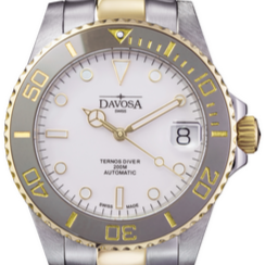 Ternos Medium Automatic Swiss-Made White Gold Diver Watch Diver DAVOSA Swiss TriaLink