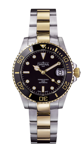 Ternos Medium Automatic 200m Swiss-Made Black Gold Men's Diver Watch 16619750 Diver Davosa USA Official Distributor. Prices are Final. Tax & duties included.