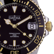 Ternos Medium Automatic Swiss-Made Black Gold Diver Watch Diver DAVOSA Swiss TriaLink