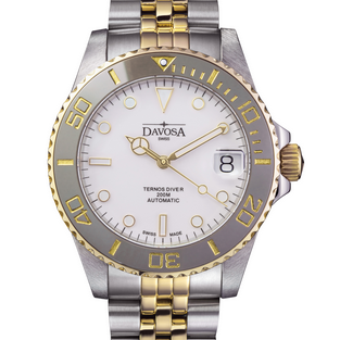 Ternos Medium Automatic Swiss-Made White Gold Diver Watch 16619702 Diver Davosa USA Official Distributor. Prices are Final. Tax & duties included.